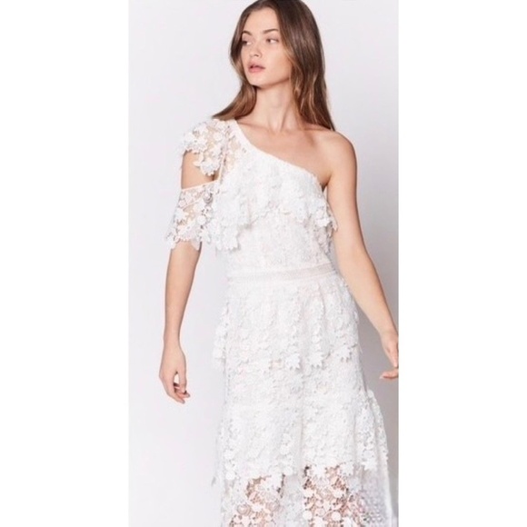 NWT!! JOIE Belisa White Lace Dress One Shoulder Porcelain Bridal Rehearsal 6 - Picture 5 of 16